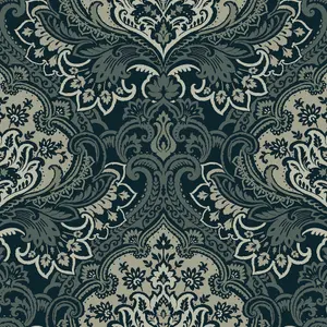 Galerie Mulberry Tree Black Floral Damask Wallpaper Roll