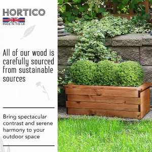 Set of 2 HORTICO™ Wooden Planter, 82cm Long Trough Planter, Made in the UK Scandinavian Red Wood Outdoor Plant Pots H31 L82 W41 cm