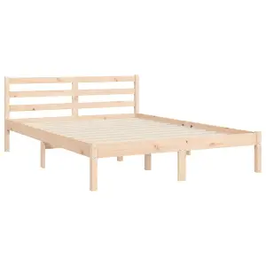 Berkfield Bed Frame with Headboard Double Solid Wood