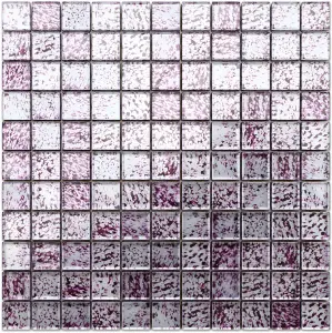 Glass mosaic on mesh for bathroom or kitchen 300mm x 300mm - Purple Silver