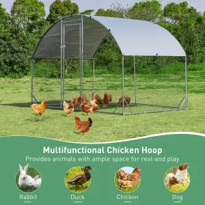 Costway 1.9 x 2.8 M Large Metal Chicken Coop Walk-in Poultry Cage W/ Waterproof Sun-protective Cover