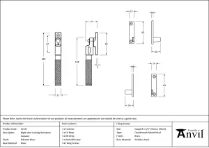 From The Anvil Polished Brass Night-Vent Locking Brompton Fastener