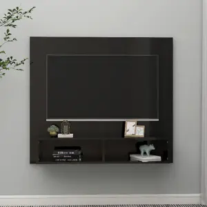 Berkfield Wall TV Cabinet High Gloss Black 102x23.5x90 cm Engineered Wood