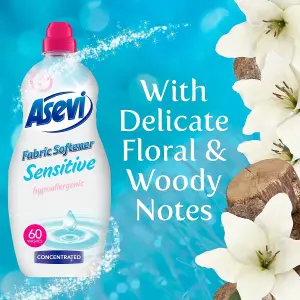 Asevi Fabric Softener Laundry Conditioner Concentrated Sensitive 60W 1380ML Pack of 6