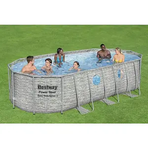 Bestway Power Steel Swim Vista Series™ 18ft x 9ft x 48in Oval Pool Set with Filter Pump