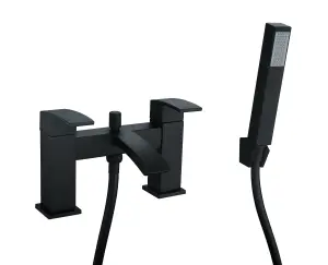 Keenware KBT-558 Luna Belgravia Square Curved Bath Shower Mixer Tap: Matt Black