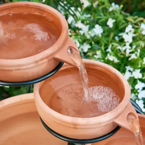 Primrose Terracotta Jug & Bowl Cascade Solar Water Feature with Battery Backup and Lights 55cm