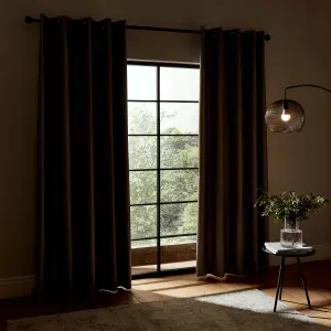 Catherine Lansfield Faux Silk 66x72 Inch Blackout Thermal Insulating Eyelet Curtains Two Panels Silver Grey