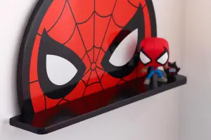 Marvel Spider-Man Small Wall Shelf, Red and Black, 42cm W X 8cm D X 27cm H