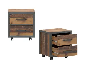 Single Bed + Storage Drawer + Bedside Cabinet Grey Rustic Oak Pine Effect Weston