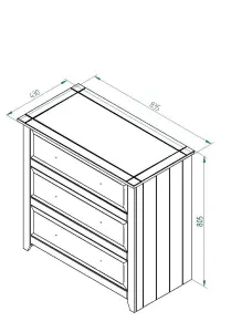 White 3 drawer chest of drawers, Capri furniture range