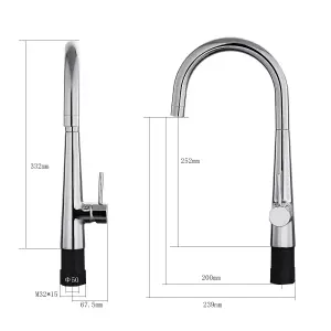 BATHWEST Kitchen Sink Basin Mixer Tap Monobloc Dual Lever Chrome Brass Swivel Spout