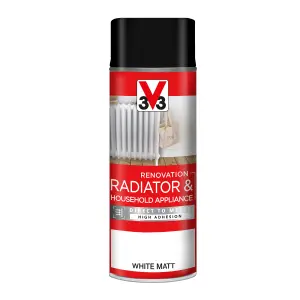 V33 Renovation White Matt Radiator & appliance paint, 400ml Spray can