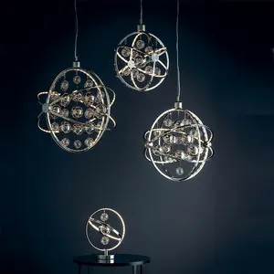 7.7W LED Table Lamp Warm White Unique Chrome Glass Ball Bedside Hoop Ring Light