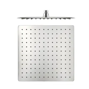 ENKI Milan Chrome Square Wall Mounted Thermostatic Shower Head Slim 300mm