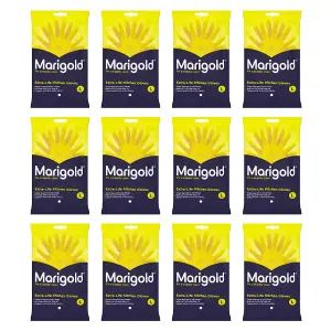 Marigold Kitchen Gloves Extra Life For A Brighter Clean (Large) Pack of 12