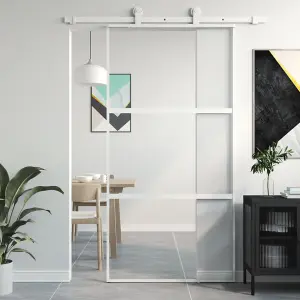 Berkfield Sliding Door White 102.5x205 cm Tempered Glass and Aluminium