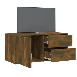 Berkfield TV Cabinet Smoked Oak 80x34x36 cm Engineered Wood