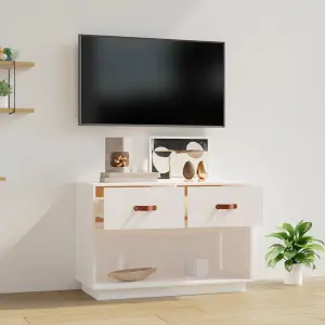 Berkfield TV Cabinet White 90x40x60 cm Solid Wood Pine