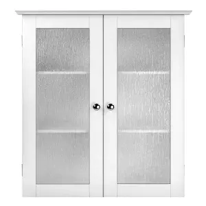 Teamson Home Wall Mounted Bathroom Cabinet with 2 Glass Doors, Bathroom Storage, White