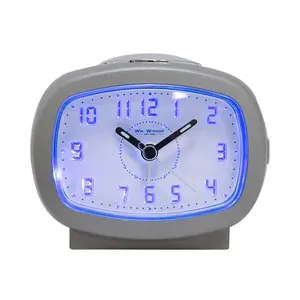 Analogue Quartz Movement / Crystal Alarm Tabletop Clock in Silver