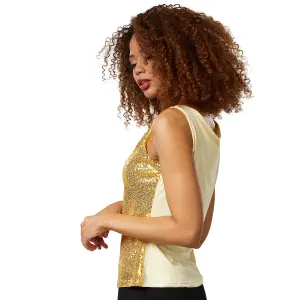 Sleeveless Sequin Top - women's - gold XXL