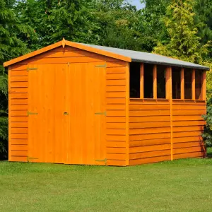 Shire Overlap 12x8 Double Door Shed with Windows