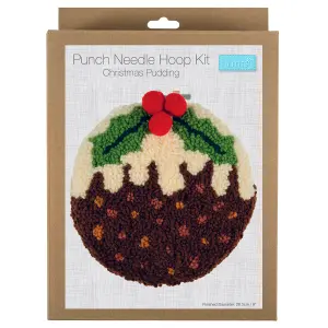 Punch Needle Kit: Yarn and Hoop: Christmas: Christmas Pudding