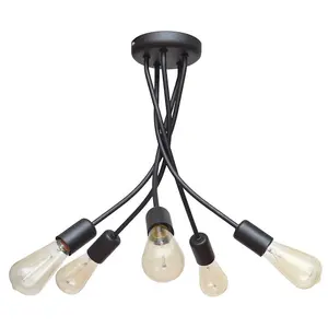 Luminosa Harvard Multi Arm Semi Flush Ceiling Light Black 40cm