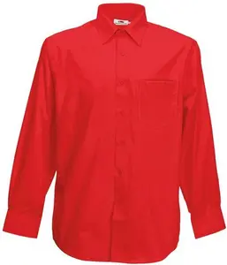 Fruit Of The Loom Mens Long Sleeve Poplin Shirt 65118 Red S Colour: Re