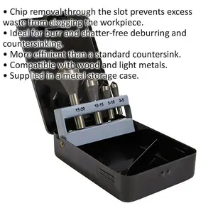 Premium 4 Piece Slotted Deburring Countersink Drill Bit Set - 90 Degree - Sizes 2 to 20mm