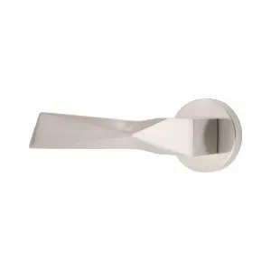 1 Pair Aura Design Door Handles Round Rose Satin Nickel Finish