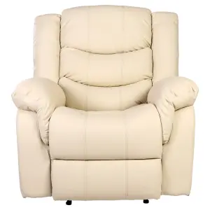 Seattle Manual Recliner Armchair Sofa Home Lounge Bonded Leather Chair (Cream)