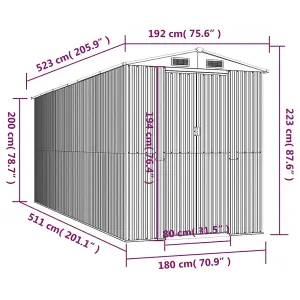 Berkfield Garden Shed Green 192x523x223 cm Galvanised Steel