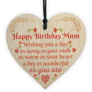 Red Ocean Gift For Her Handmade Happy Birthday Mum Wooden Heart Novelty Birthday Card Keepsake