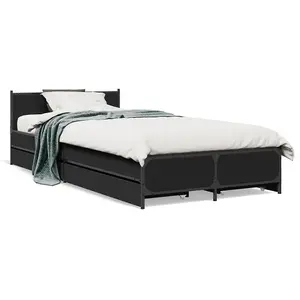 Berkfield Bed Frame with Drawers without Mattress Black 90x200 cm