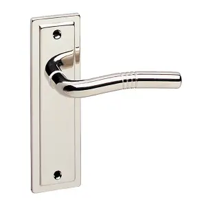 URBNLIVING 158mm Length 2 Pcs Nevada Metal & Polished Nickel Lever Latch Door Plain Handles Set