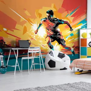 Origin Murals Football Player Abstract Landscape Orange Paste the Wall Mural 350cm wide x 280m high