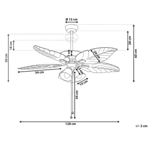 Ceiling Fan with Light Silver with Light Wood GILA