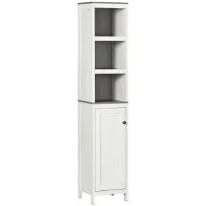 kleankin Bathroom Storage Cabinet w/ Door Cupboard and Adjustable Shelf, White