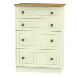 Warwick Ready assembled Matt cream oak effect 4 Drawer Deep Chest of drawers (H)1075mm (W)765mm (D)415mm