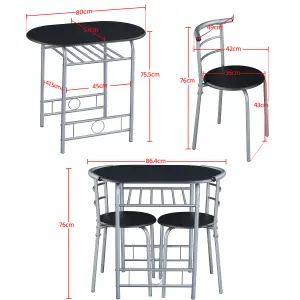 Yaheetech 3 Piece Modern Round Dining Table Set Black (L) 80cm x (W)53cm