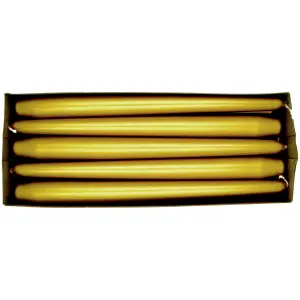 Tapered Dinner Candles, Pack of 10, Unscented, Long Burning Time, 24 cm / 19.45" (Gold, Metallic)