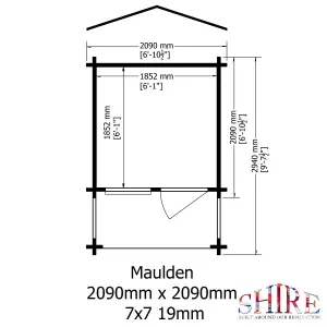 Shire Maulden 7x7 Log Cabin 19mm Logs