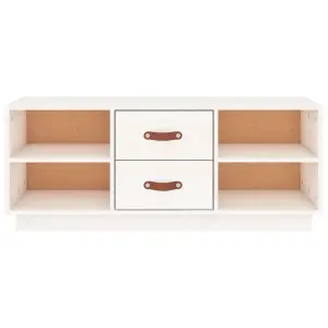 Berkfield TV Cabinet White 100x34x40 cm Solid Wood Pine