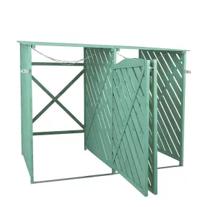 Wooden Double Wheelie Bin Storage - Green