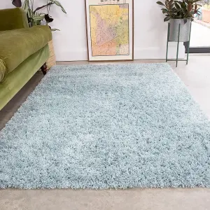 Duck Egg Blue Thick Soft Shaggy Area Rug 160x230cm