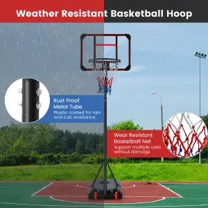 Costway Basketball Backborad Hoop Net Set 193-248cm Adjust Basketball Goal System