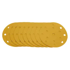 Draper Gold Sanding Discs with Hook & Loop, 150mm, 400 Grit, 15 Dust Extraction Holes (Pack of 10) 08478