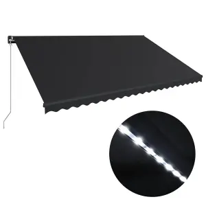 Berkfield Manual Retractable Awning with LED 500x300 cm Anthracite